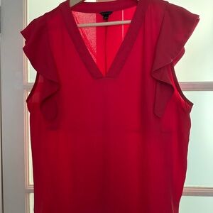 Ann Taylor Scarlet Ruffle V-Neck Blouse
